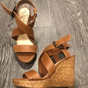 Jessica Simpson almost new brown wedges size 6!